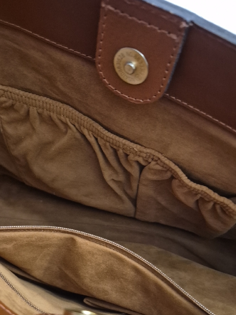 PATRICIA NASH CAMELY Cognac Antique Brass Leather Tote Bag 17×12 - Picture 15 of 16